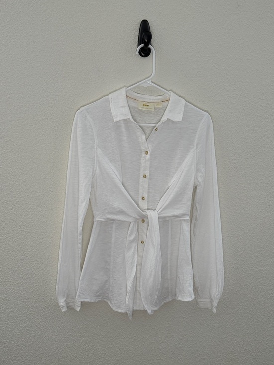 Anthropologie Tops - Anthropologie White Tie-Front Button Down Shirt